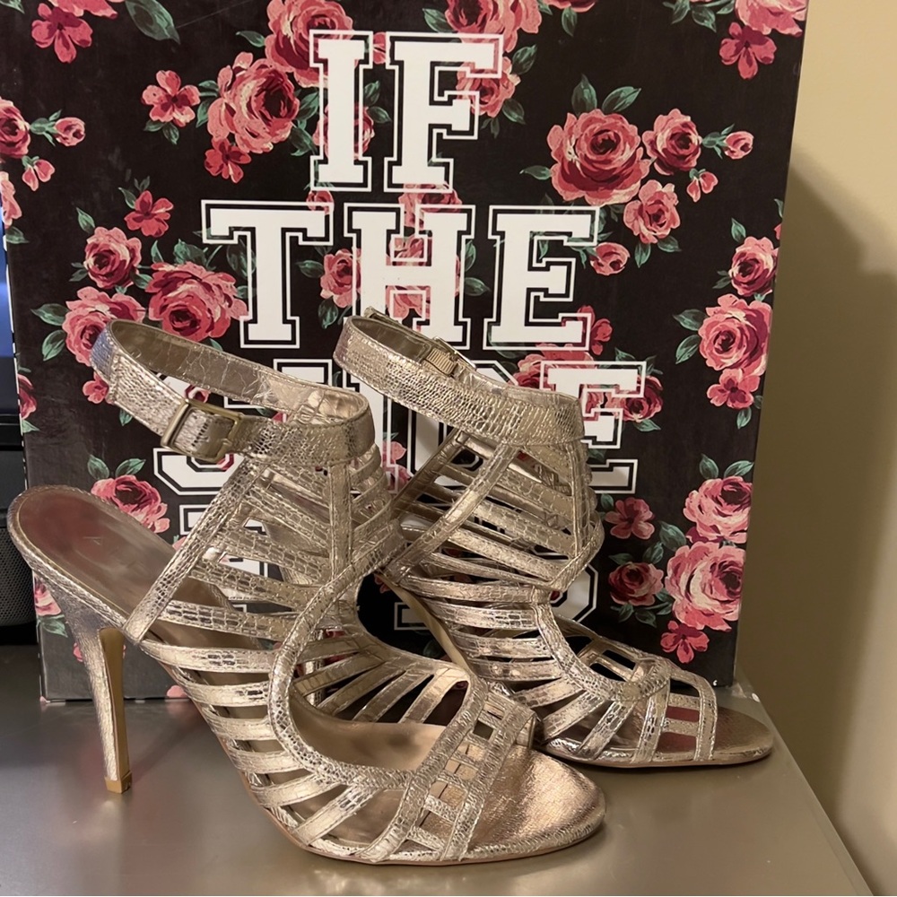 Aldo Metallic Strappy Heels